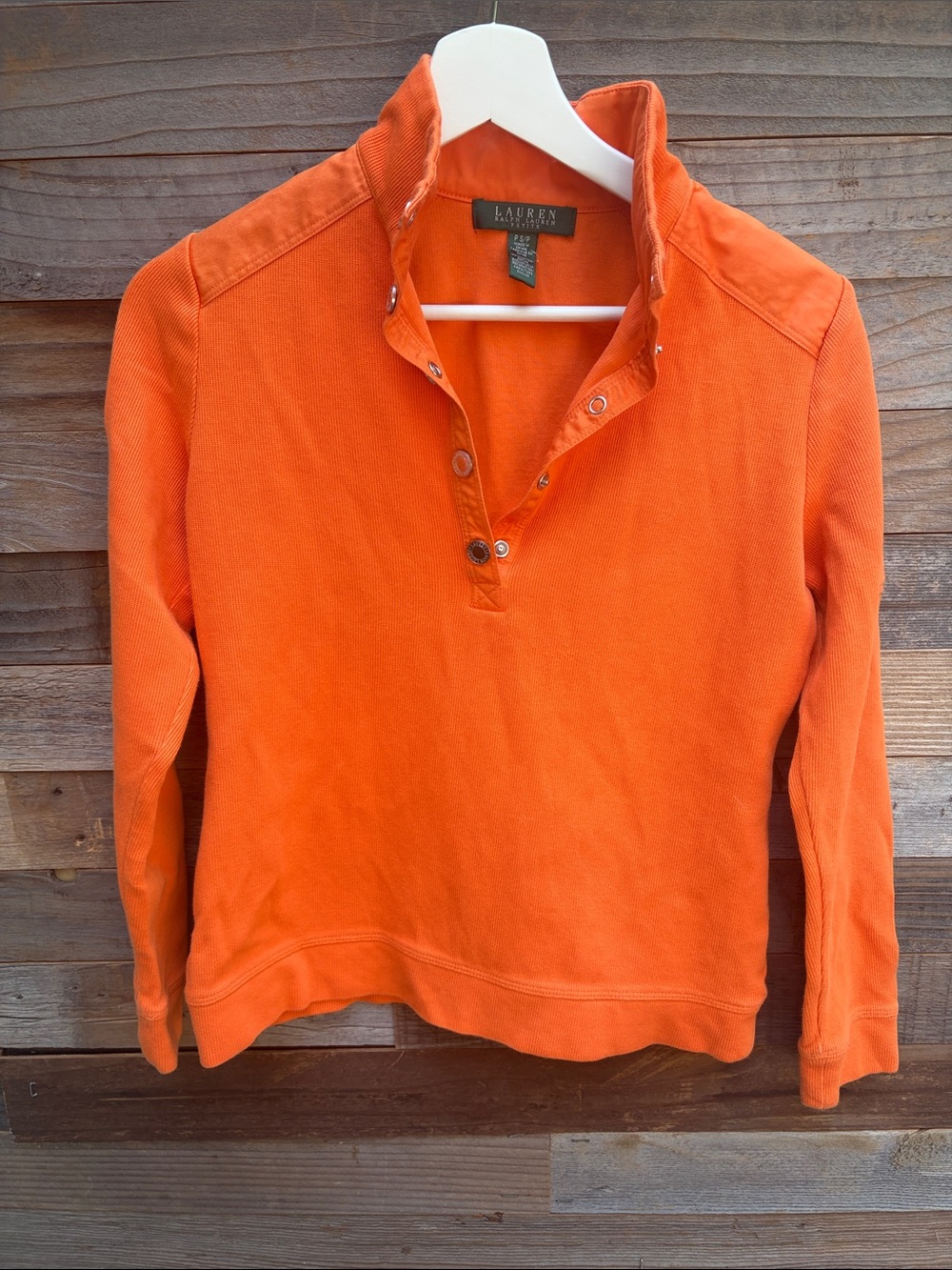 Lauren Ralph Lauren Orange Snap-Front Pullover Top